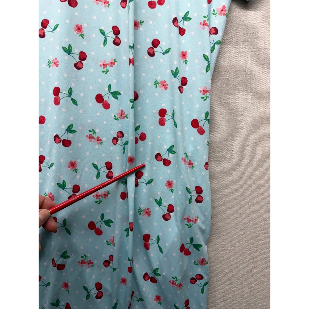 Joyspun Women Plus 2X-3X Cherry Polka Dot Sleep Dress Blue Short Sleeve Pockets - Picture 3 of 9